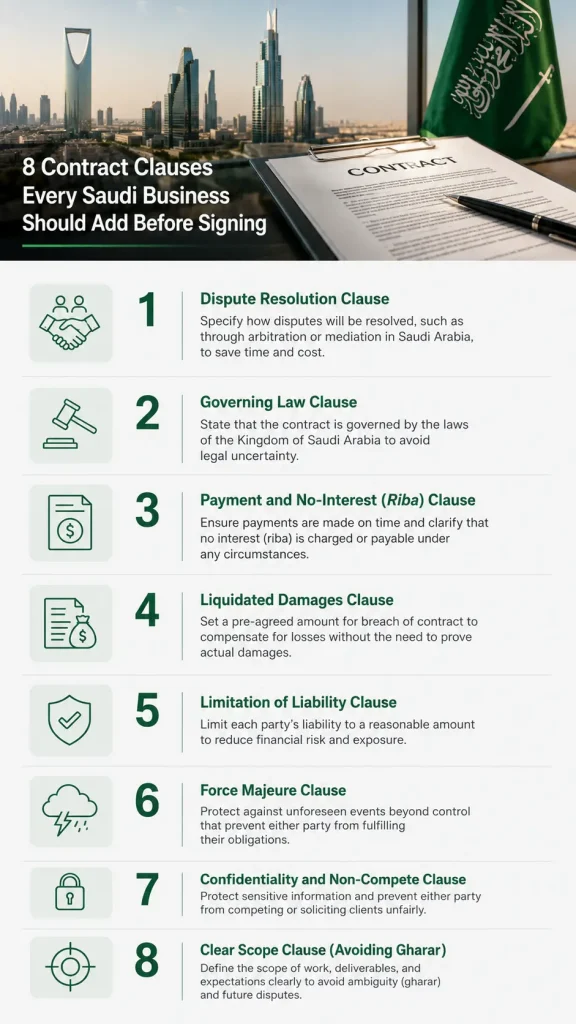 8 Contract Clauses Every Saudi Business Should Add Before Signing