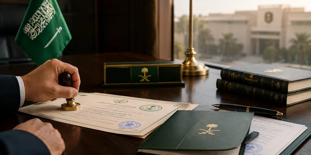 Official authentication of a power of attorney at a Saudi embassy