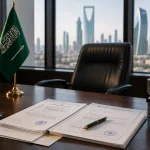 Modern office with company registration documents in Saudi Arabia