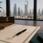 Power of attorney document on a lawyer's desk in Saudi Arabia